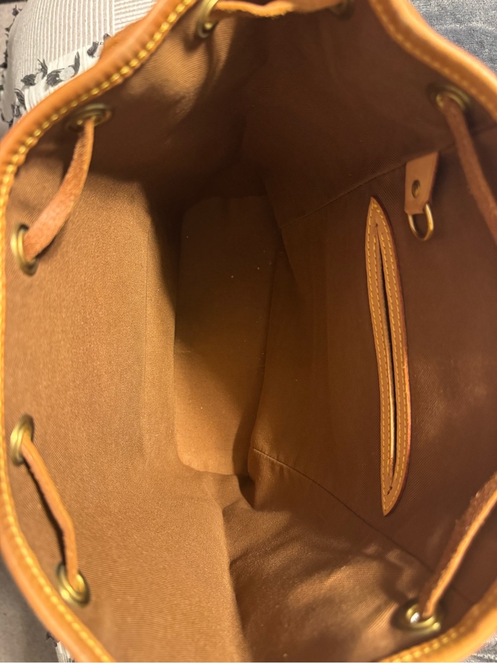 Louis Vuitton Monogram Canvas Drawstring Backpack with Tan Trim - Picture 11 of 15